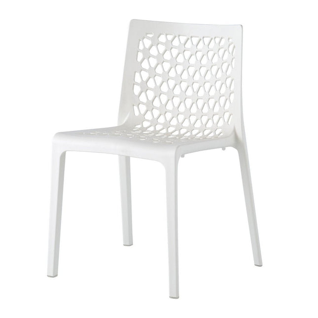 Set of Two White Heavy Duty Plastic Outdoor Stacking Dining Chairs HomeRoots