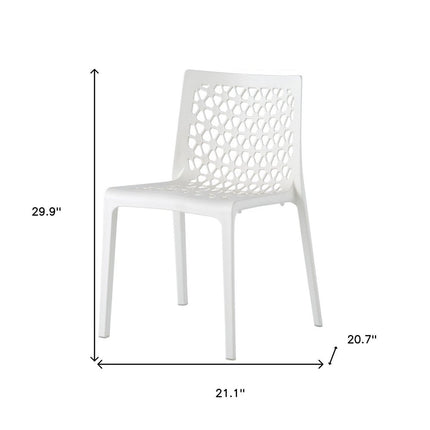 Set of Two White Heavy Duty Plastic Outdoor Stacking Dining Chairs HomeRoots