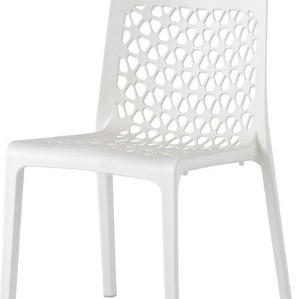 Set of Two White Heavy Duty Plastic Outdoor Stacking Dining Chairs HomeRoots
