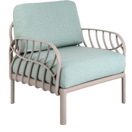 31" Gray Heavy Duty Plastic Outdoor Armchair With Sea Green Cushion HomeRoots
