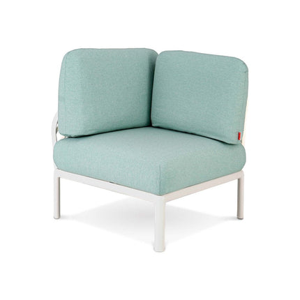 31" White Heavy Duty Plastic Outdoor Modular with Sea Green Cushion HomeRoots