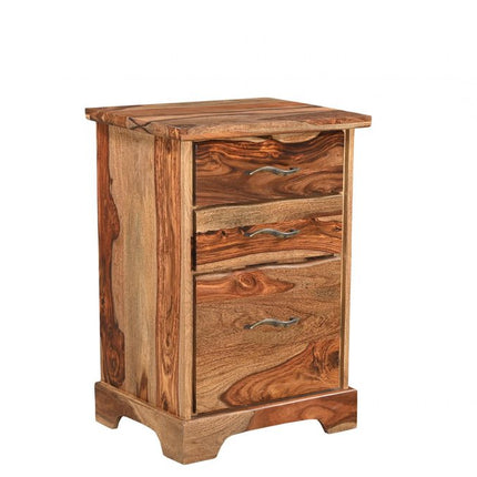 30" Natural Solid Wood Three Drawers Filing Cabinet HomeRoots