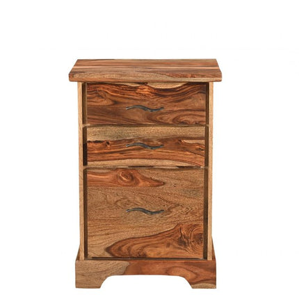 30" Natural Solid Wood Three Drawers Filing Cabinet HomeRoots