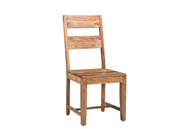 Set of Two Brown Solid Wood Ladder Back Dining Side Chairs HomeRoots