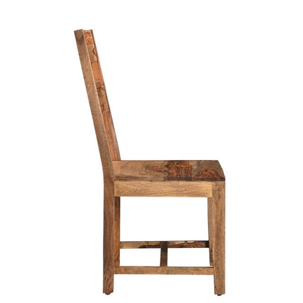 Set of Two Brown Solid Wood Ladder Back Dining Side Chairs