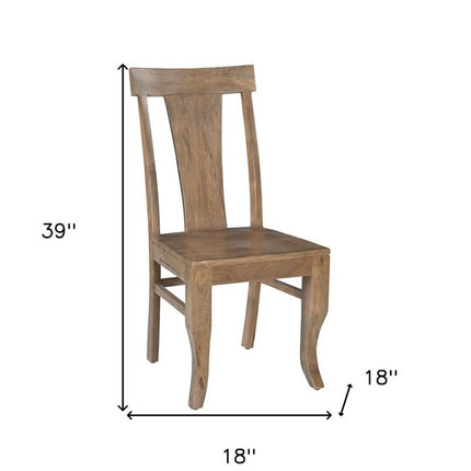 Set of Two Brown Solid Wood Slat Back Dining Side Chairs HomeRoots