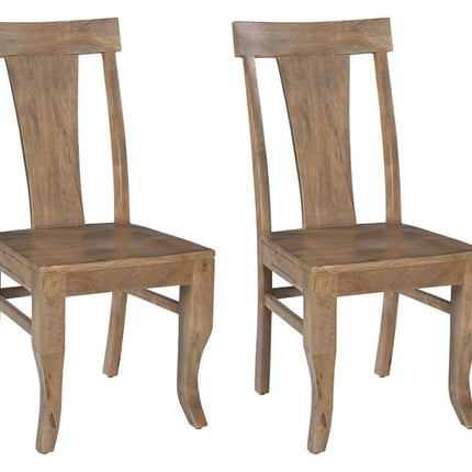 Set of Two Brown Solid Wood Slat Back Dining Side Chairs HomeRoots