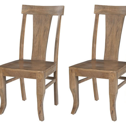 Set of Two Brown Solid Wood Slat Back Dining Side Chairs HomeRoots