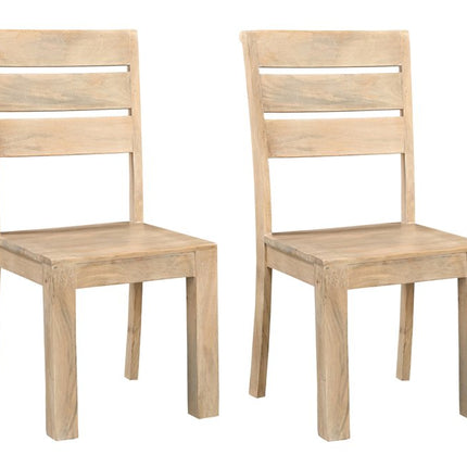 Set of Two Beige Solid Wood Ladder Back Dining Side Chairs HomeRoots