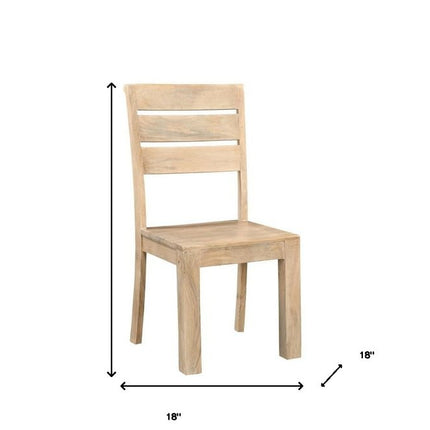 Set of Two Beige Solid Wood Ladder Back Dining Side Chairs HomeRoots