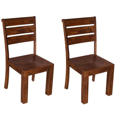 Set of Two Brown Solid Wood Ladder Back Dining Side Chairs HomeRoots