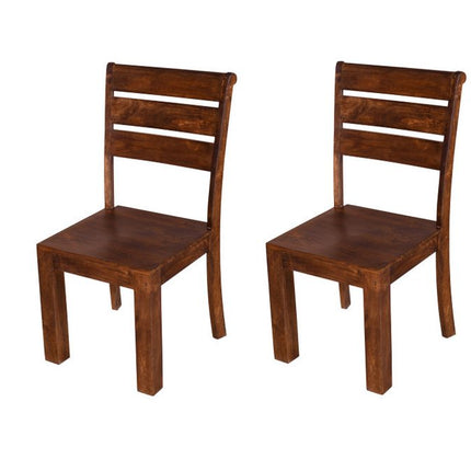Set of Two Brown Solid Wood Ladder Back Dining Side Chairs HomeRoots