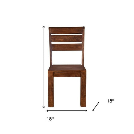 Set of Two Brown Solid Wood Ladder Back Dining Side Chairs HomeRoots