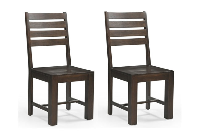 Set of Two Brown Solid Wood Ladder Back Dining Side Chairs HomeRoots