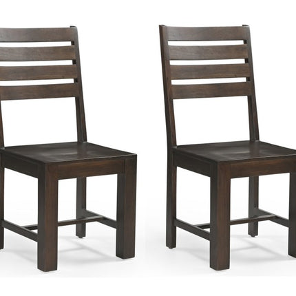 Set of Two Brown Solid Wood Ladder Back Dining Side Chairs HomeRoots