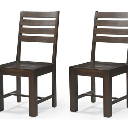 Set of Two Brown Solid Wood Ladder Back Dining Side Chairs HomeRoots