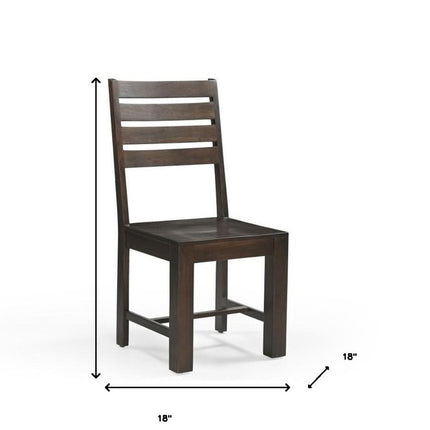 Set of Two Brown Solid Wood Ladder Back Dining Side Chairs HomeRoots