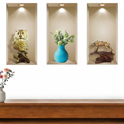 Set of Three Ala Faux Niche 3D Peel and Stick Wall Decals HomeRoots