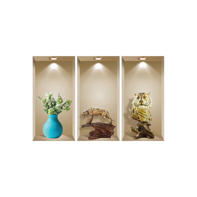 Set of Three Ala Faux Niche 3D Peel and Stick Wall Decals HomeRoots