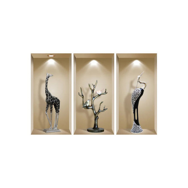 Set of Three Aga Faux Niche 3D Peel and Stick Wall Decals