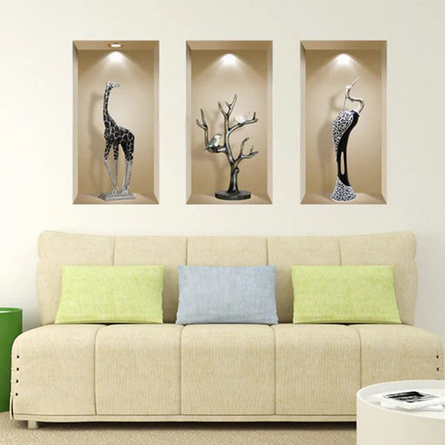 Set of Three Apa Faux Niche 3D Peel and Stick Wall Decals