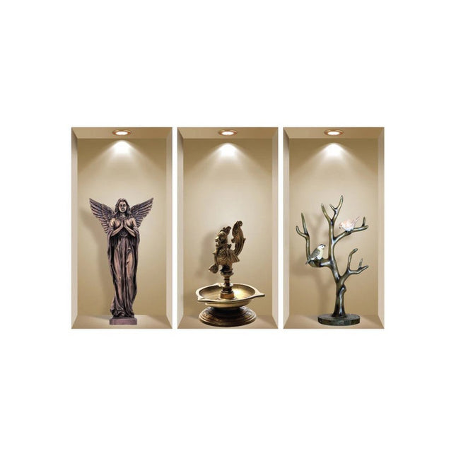 Set of Three Acy Faux Niche 3D Peel and Stick Wall Decals HomeRoots