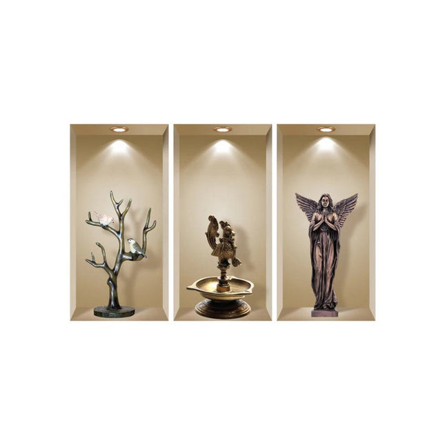 Set of Three Aca Faux Niche 3D Peel and Stick Wall Decals HomeRoots