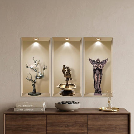 Set of Three Aca Faux Niche 3D Peel and Stick Wall Decals