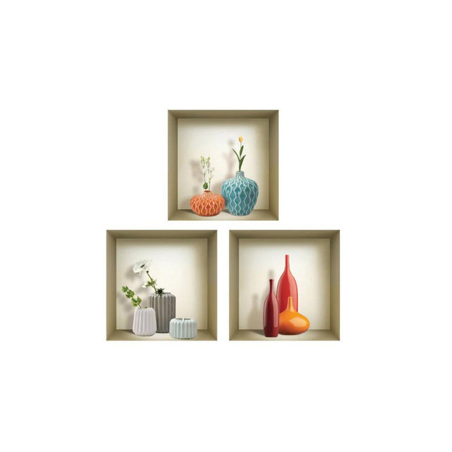 Set of Three Lin Faux Niche 3D Peel and Stick Wall Decals