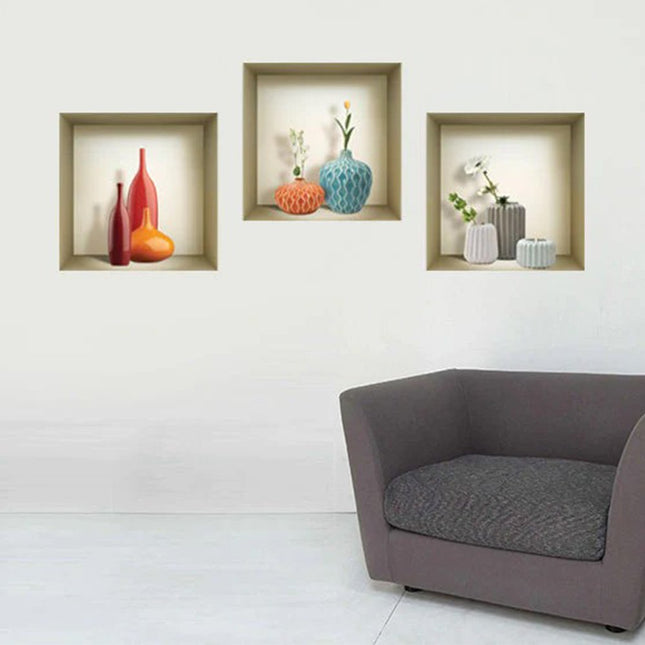 Set of Three Lin Faux Niche 3D Peel and Stick Wall Decals