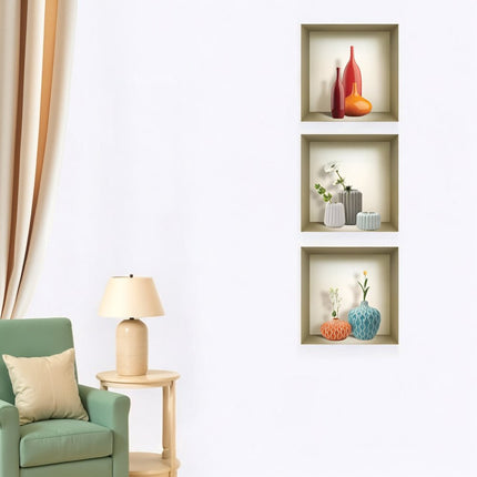 Set of Three Lin Faux Niche 3D Peel and Stick Wall Decals HomeRoots