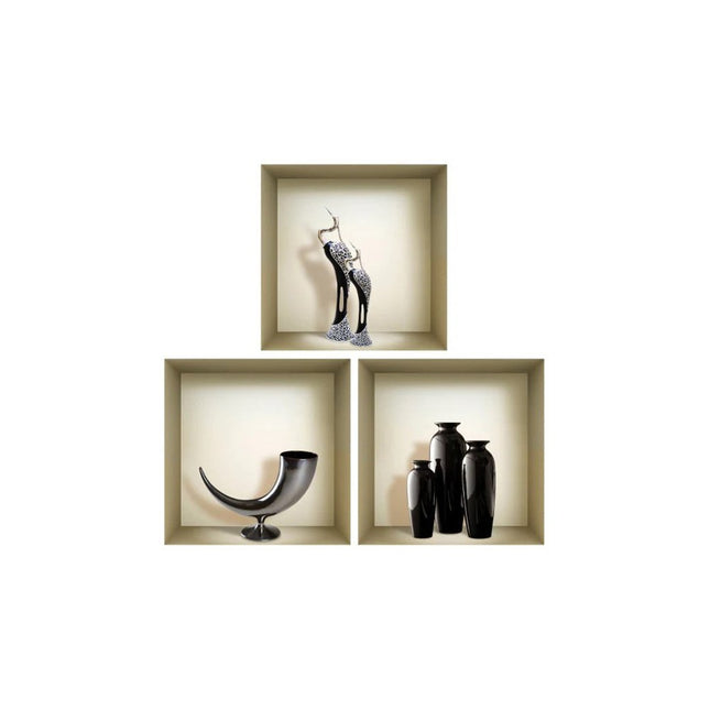 Set of Three Max Faux Niche 3D Peel and Stick Wall Decals HomeRoots