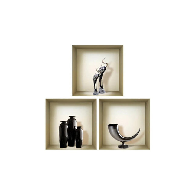 Set of Three Max Faux Niche 3D Peel and Stick Wall Decals