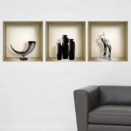 Set of Three Max Faux Niche 3D Peel and Stick Wall Decals HomeRoots