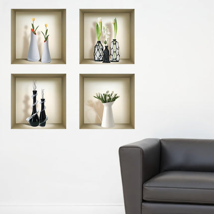 Set of Four Ivy Faux Niche 3D Peel and Stick Wall Decals HomeRoots