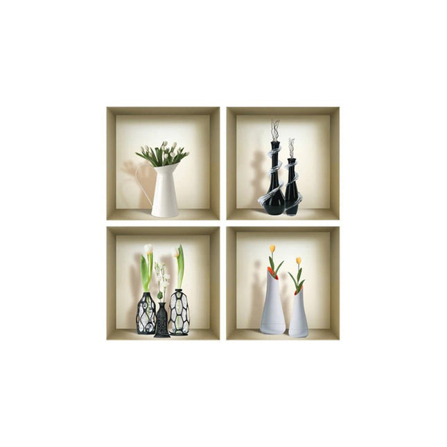 Set of Four Ivy Faux Niche 3D Peel and Stick Wall Decals