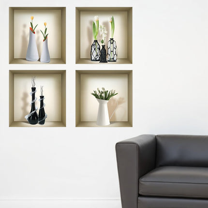 Set of Four Ari Faux Niche 3D Peel and Stick Wall Decals HomeRoots