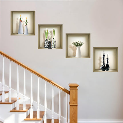 Set of Four Ari Faux Niche 3D Peel and Stick Wall Decals HomeRoots