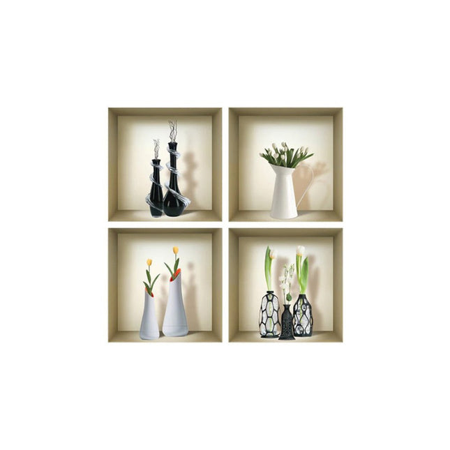 Set of Four jay Faux Niche 3D Peel and Stick Wall Decals HomeRoots