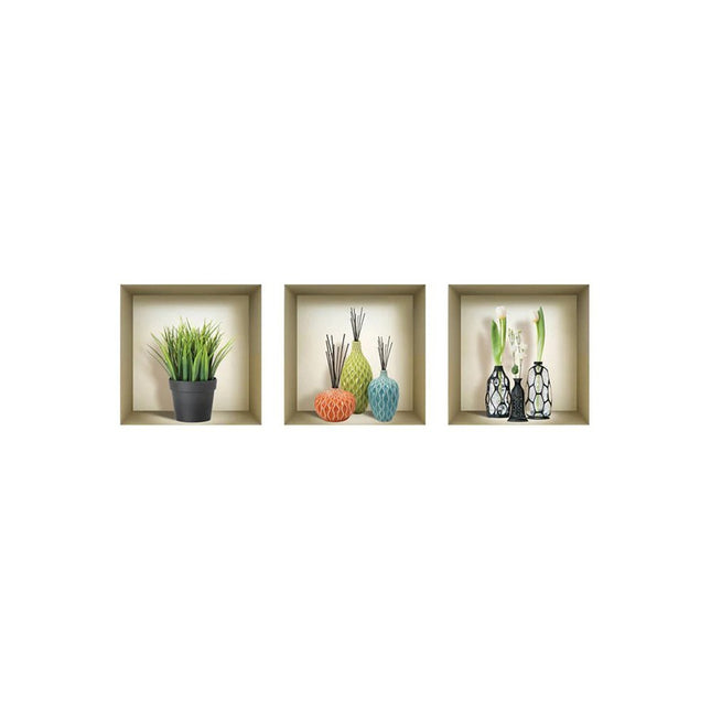 Set of Three Nia Faux Niche 3D Peel and Stick Wall Decals