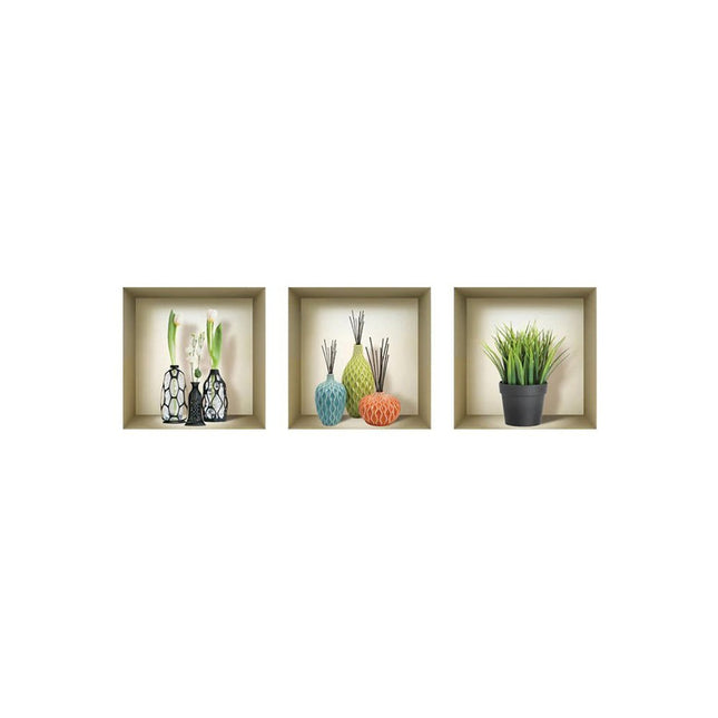 Set of Three Mya Faux Niche 3D Peel and Stick Wall Decals HomeRoots