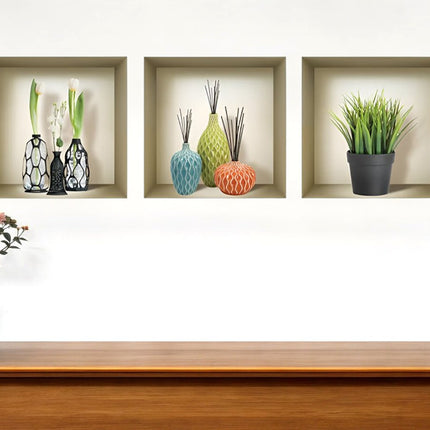 Set of Three Mya Faux Niche 3D Peel and Stick Wall Decals HomeRoots
