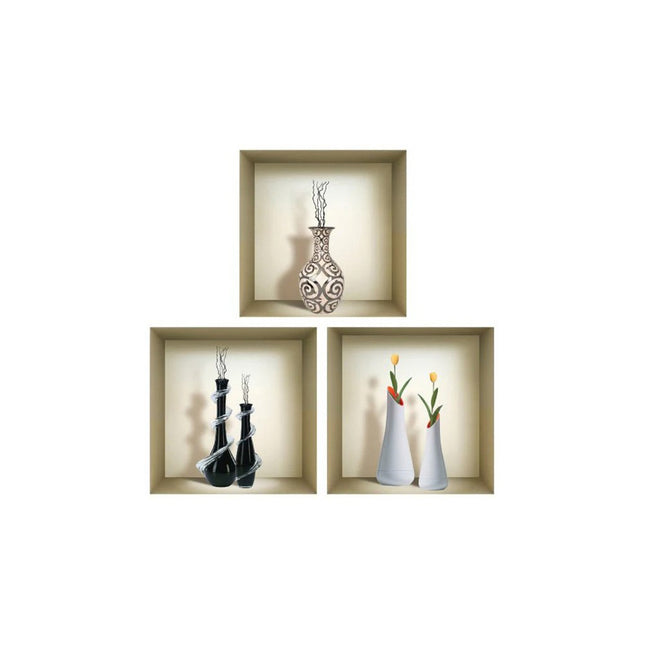 Set of Three Noa Faux Niche 3D Peel and Stick Wall Decals HomeRoots