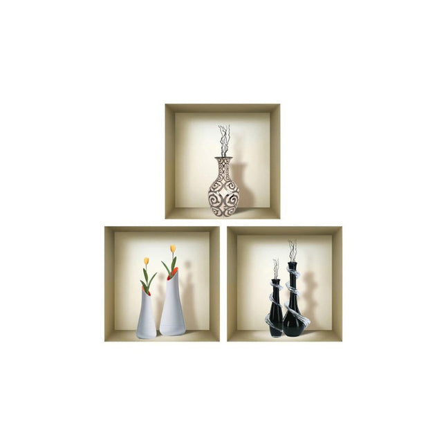 Set of Three Noa Faux Niche 3D Peel and Stick Wall Decals HomeRoots