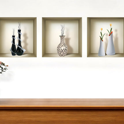 Set of Three Ray Faux Niche 3D Peel and Stick Wall Decals HomeRoots