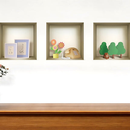 Set of Three May Faux Niche 3D Peel and Stick Wall Decals HomeRoots