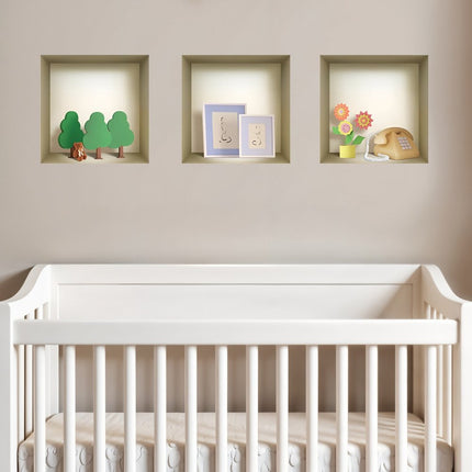 Set of Three May Faux Niche 3D Peel and Stick Wall Decals HomeRoots