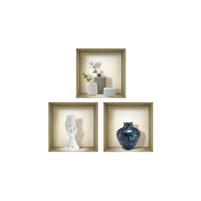 Set of Three Ren Faux Niche 3D Peel and Stick Wall Decals HomeRoots