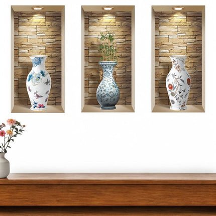 Set of Three Tia Faux Niche 3D Peel and Stick Wall Decals HomeRoots