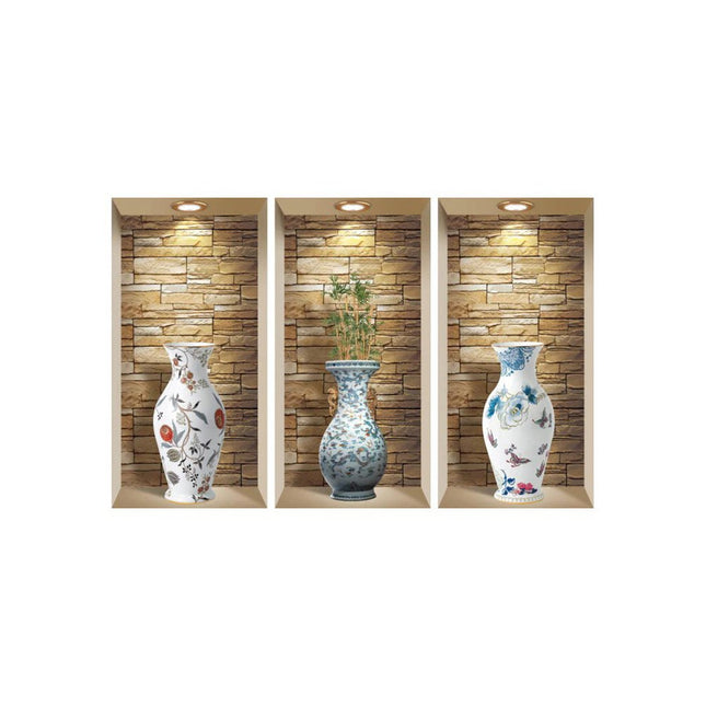 Set of Three Tia Faux Niche 3D Peel and Stick Wall Decals HomeRoots
